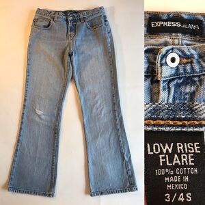 Y2K Vintage 90s Express Low Rise Flare Jeans Womens Size 4 Short Light Wash